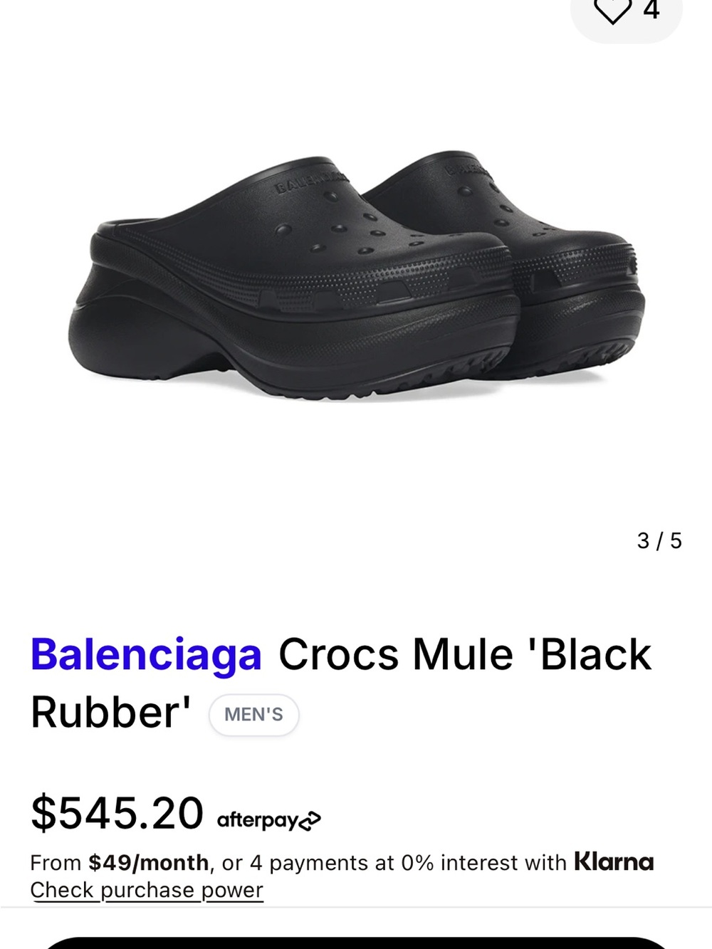 Balenciaga Men’s Black Foam Clog Slip-Ons - Picture 5 of 6